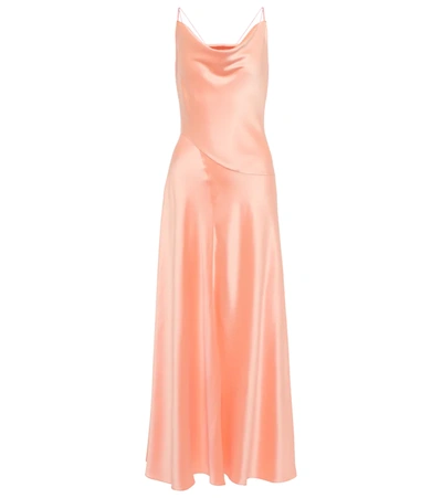 Roksanda Nadia Backless Two-tone Silk-satin Midi Dress In Pink