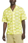 Nike Spring Break Standard Fit Mesh Short Sleeve Button-up Camp Shirt In 294 Pale Vanilla/ Atomic
