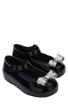 Melissa Kids' Mini Dora Ii Water Resistant Ballerina Shoe In Black/ Silver
