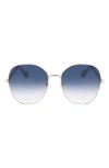 Lanvin Arpege 59mm Tinted Round Sunglasses In Gold/ Gradient Blue
