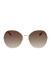 Lanvin Arpege 59mm Tinted Round Sunglasses In Gold/ Gradient Brown