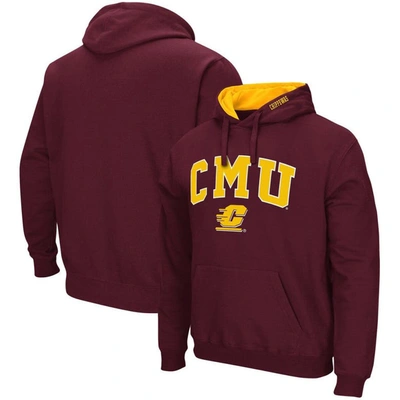 Colosseum Maroon Cent. Michigan Chippewas Arch And Logo Pullover Hoodie