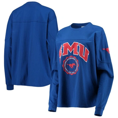 Pressbox Women's  Royal Smu Mustangs Edith Long Sleeve T-shirt