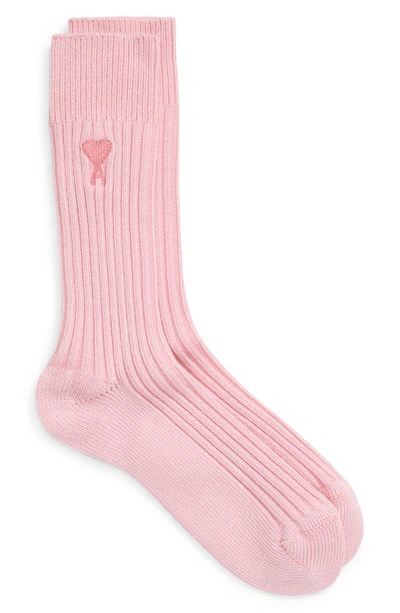 Ami Alexandre Mattiussi Ami De Coeur Cotton Blend Socks In Pale Pink