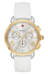 Michele Sport Sail Chronograph Watch Head With Silicone Strap, 38mm In White