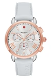 Michele Sport Sail Chronograph Watch Head With Silicone Strap, 38mm In Grey