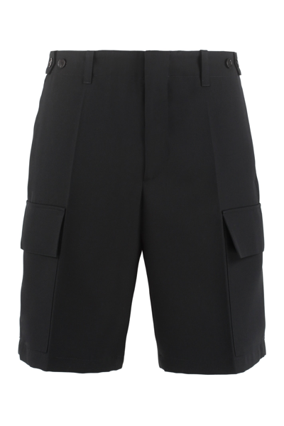 Jil Sander Cotton Cargo Bermuda Shorts In Nero