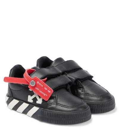 Off-white Boy's Arrow Stripe Leather Low-top Sneakers, Toddler/kids In Black