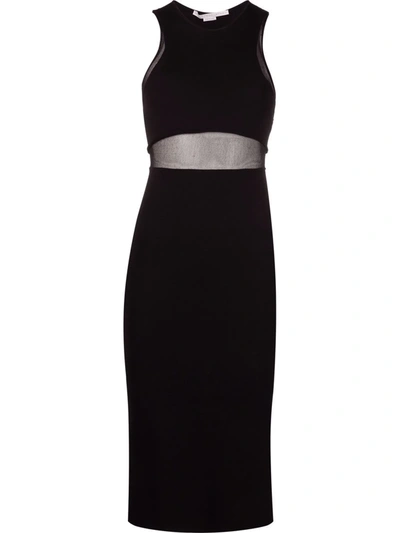 Stella Mccartney Midi Dress With Semi-transparent Inserts In Black