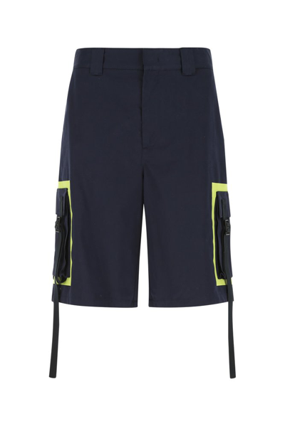 Msgm Cargo Bermuda With Maxi Side Pockets In Blue