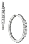 Nadri Love All Cubic Zirconia Hoop Earrings In Rhodium Plated In Silver