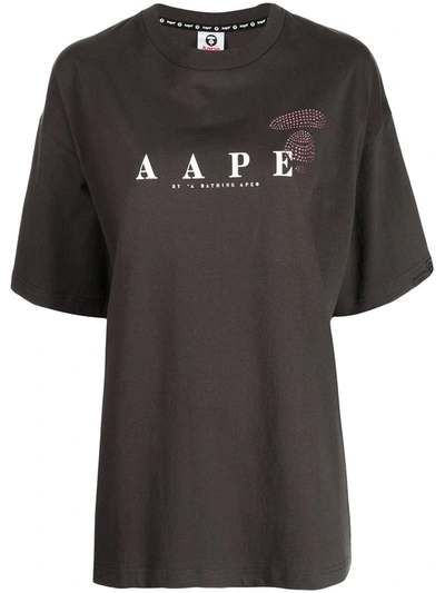 Aape By A Bathing Ape Logo-print Oversized T-shirt In Grau