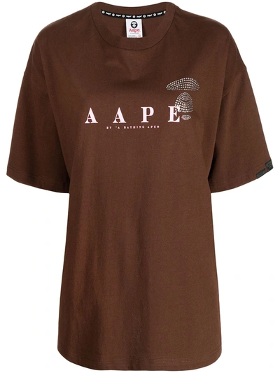 Aape By A Bathing Ape Logo-print Oversized T-shirt In Braun