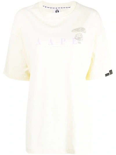 Aape By A Bathing Ape Logo-print Oversized T-shirt In Weiss