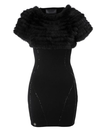 Philipp Plein Knit Day Dress "kiss Diamond" In Black