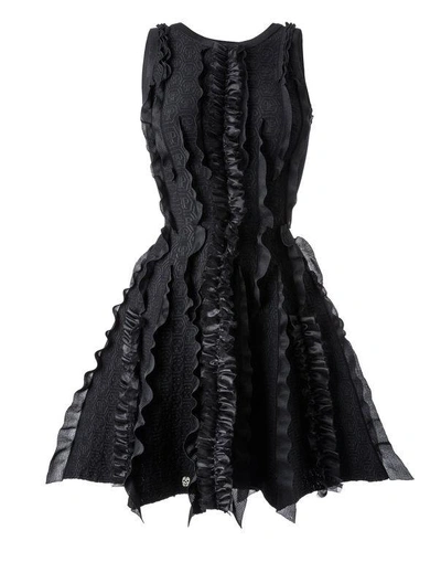 Philipp Plein Knit Day Dress "kiss Rouches" In Black