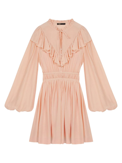 Maje Riava Ruffle-detail Woven Mini Dress In Roses