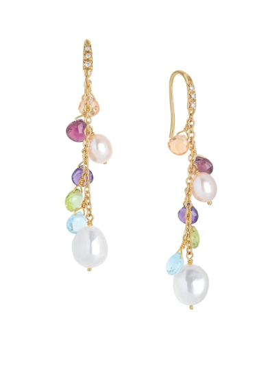 Marco Bicego 18k Yellow Gold Paradise Pearl Mixed Gemstone, Diamond And Cultured Freshwater Pearl Drop Earrings