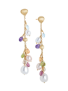 Marco Bicego 18k Yellow Gold Paradise Pearl Mixed Gemstone, Diamond And Cultured Freshwater Pearl Drop Earrings In Multi/gold