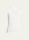 A.w.a.k.e. Shoulder Cut-out Tank Top In White