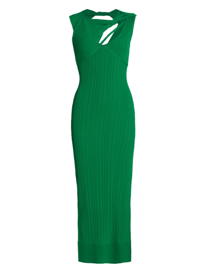 Aknvas Sevrine Cutout Sleeveless Midi Dress In Forrest Green