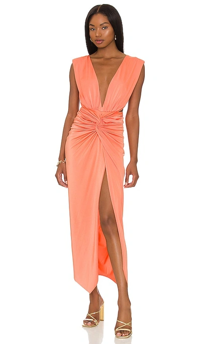 Baobab Mia Knotted Satin Midi Dress In Watermelon | ModeSens