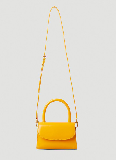 By Far Foldover Top Mini Tote Bag In Yellow