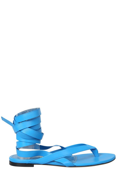 Attico The  Laces Sandals In Turquoise