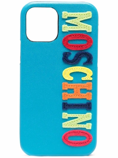 Moschino Letter-patch Iphone 12 Pro Max Cover In Blau
