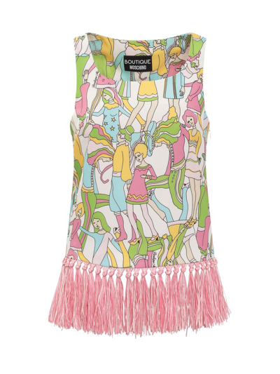 Boutique Moschino Fringe-detail Tank Top In Pink