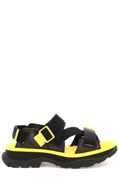 Alexander Mcqueen Touch-strap Open-toe Sandals In Black