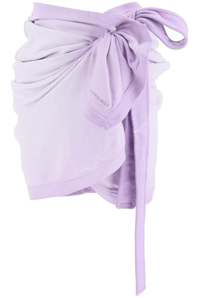 Y/project Y Project Twisted Jersey Mini Skirt In Purple
