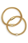 Nordstrom Set Of 2 Mesh Stretch Bracelets In Clear- Gold