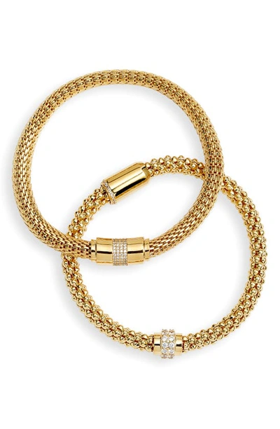 Nordstrom Set Of 2 Mesh Stretch Bracelets In Clear- Gold