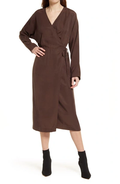 dark brown wrap dress Self Sizer Dress Pants for Men main image 1