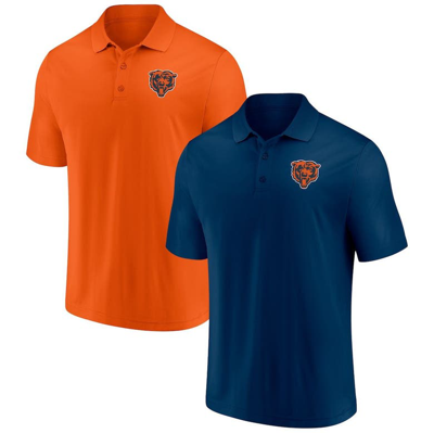 Fanatics Men's  Navy And Orange Chicago Bears Home And Away 2-pack Polo Shirt Set In Navy,orange