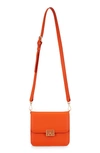 Frame Le Signature Mini Leather Crossbody Bag In Orange Crush