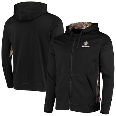 Dunbrooke Men's  Black, Realtree Camo New Orleans Saints Decoy Tech Fleece Full-zip Hoodie In Black,realtree Camo