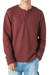Lucky Brand Duofold Cotton Henley In Burgandy