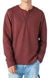 Lucky Brand Duofold Cotton Henley In Red