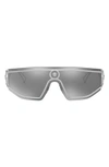 Versace Shield Sunglasses In Silver/ Grey Mirrored Silver