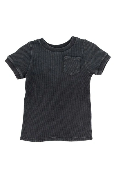 Miki Miette Kids' Luca Waffle Knit T-shirt In Black
