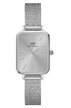 Daniel Wellington Quadro Unitone Mesh Strap Watch, 20mm X 26mm In Silver Unitone