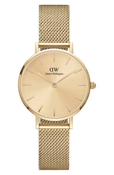 Daniel Wellington Petite Melrose Mesh Watch, 28mm In Gold Unitone