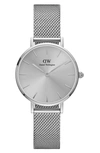 Daniel Wellington Petite Melrose Mesh Watch, 28mm In Silver Unitone