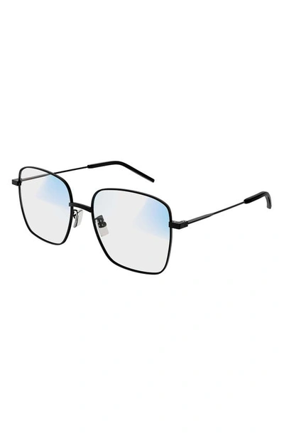 Saint Laurent Photochromic Square Metal Sunglasses In Black