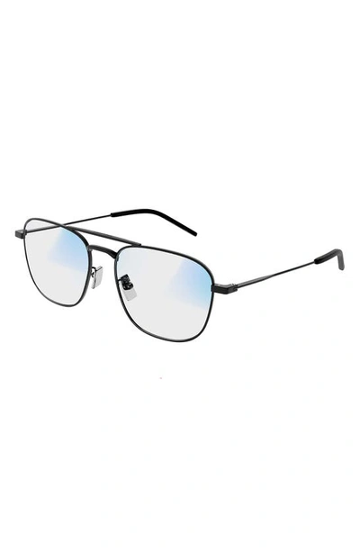 Saint Laurent 53mm Blue & Beyond Gradient Square Sunglasses In Black