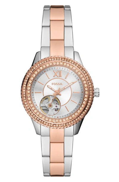 Fossil Stella Crystal Bezel Bracelet Watch, 34mm In Two-tone