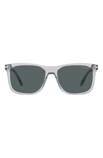 Prada 56mm Gradient Rectangular Sunglasses In Grey Crystal/ Blue