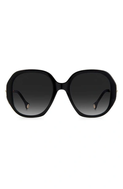 Carolina Herrera Round Sunglasses In Black / Grey Shaded